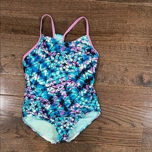 Speedo Blue and Pink One Piece Swimsuit